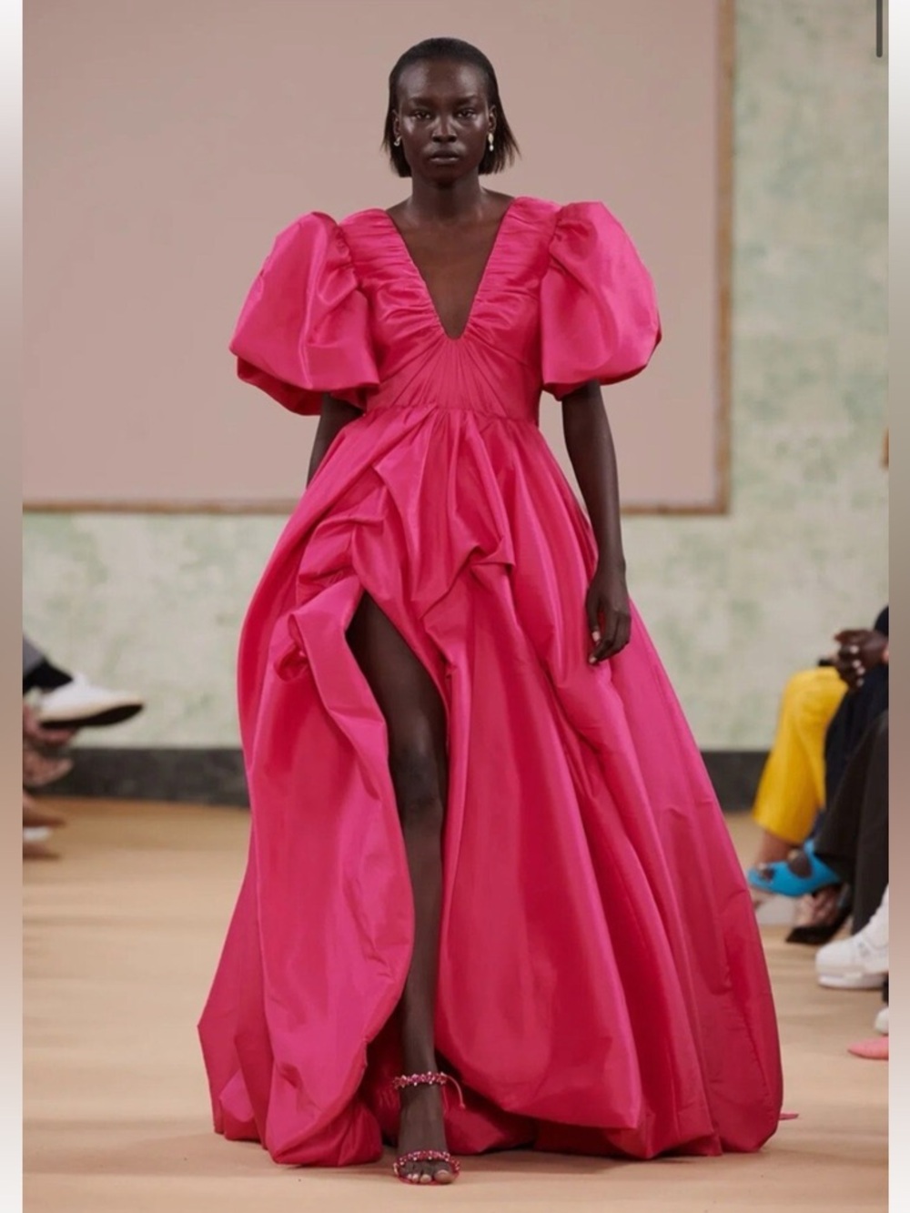 Aje Hot Pink Puff-Sleeve Maxi Gown